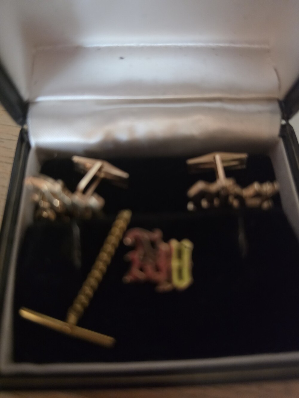 Monogram Gold-Tone Cufflinks and Tie Bar Set - Picture 4 of 5